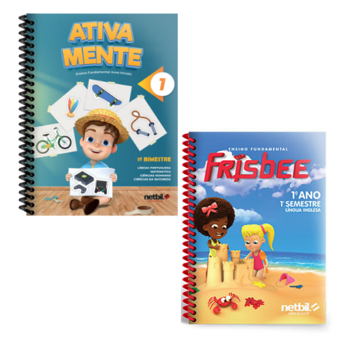 Kit Livro Didático Coleção Ativa Mente + Livro Inglês Coleção Frisbee – 1º Ano