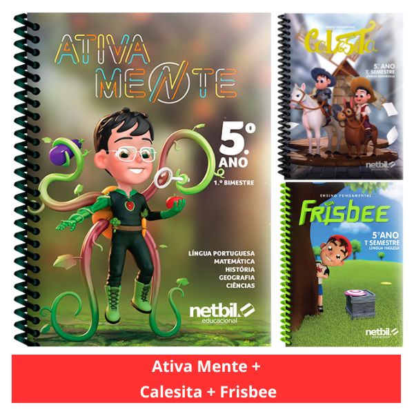 Kit Livro Didático Coleção Ativa Mente + Livro Inglês Coleção Frisbee + Livro Espanhol Coleção Calesita – 5º Ano